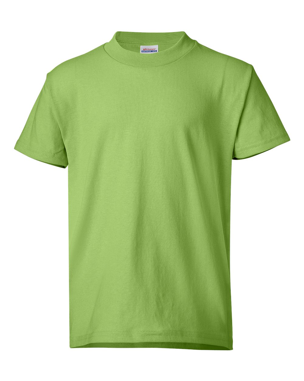 Hanes 5370 Youth EcoSmart T-Shirt in Lime size Medium | Cotton Polyester