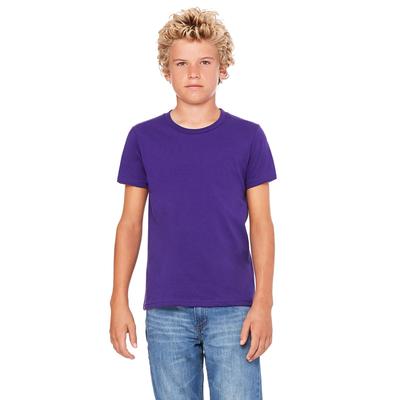 Bella + Canvas 3001Y Youth Jersey T-Shirt in Team Purple size Small | Ringspun Cotton 3001YCVC, 3001YCV, BC3001YCVC, B3001Y, BC3001Y