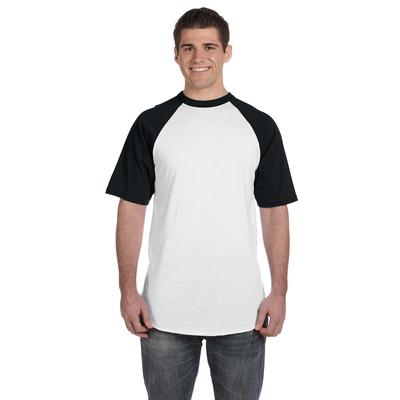 Augusta Sportswear 423 Baseball Short Sleeve Top 2.0 in White/Black size 3XL | Cotton Polyester