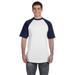 Augusta Sportswear 423 Adult Short-Sleeve Baseball Jersey T-Shirt in White/Navy Blue size 3XL | Cotton Polyester