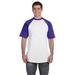 Augusta Sportswear 423 Adult Short-Sleeve Baseball Jersey T-Shirt in White/Purple size Large | Cotton Polyester