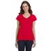 Gildan G64VL Softstyle Women's Fit V-Neck T-Shirt in Cherry Red size Large | Cotton G64V00L, 64V00L