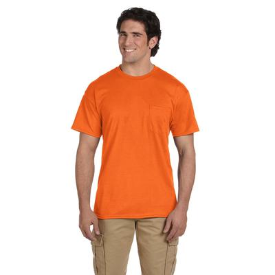 Gildan G830 Adult 50/50 Pocket T-Shirt in Safety Orange size Large | Cotton Polyester 8300, G8300
