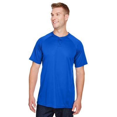 Augusta Sportswear AG1565 Athletic Attain Wicking Two-Button Baseball Jersey T-Shirt in Royal Blue size Medium | Polyester 1565