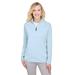 Devon & Jones DG480W Women's CrownLux Performance Clubhouse Micro-Stripe Quarter-Zip T-Shirt in Ocean Blue size 3XL | Polyester/Spandex Blend