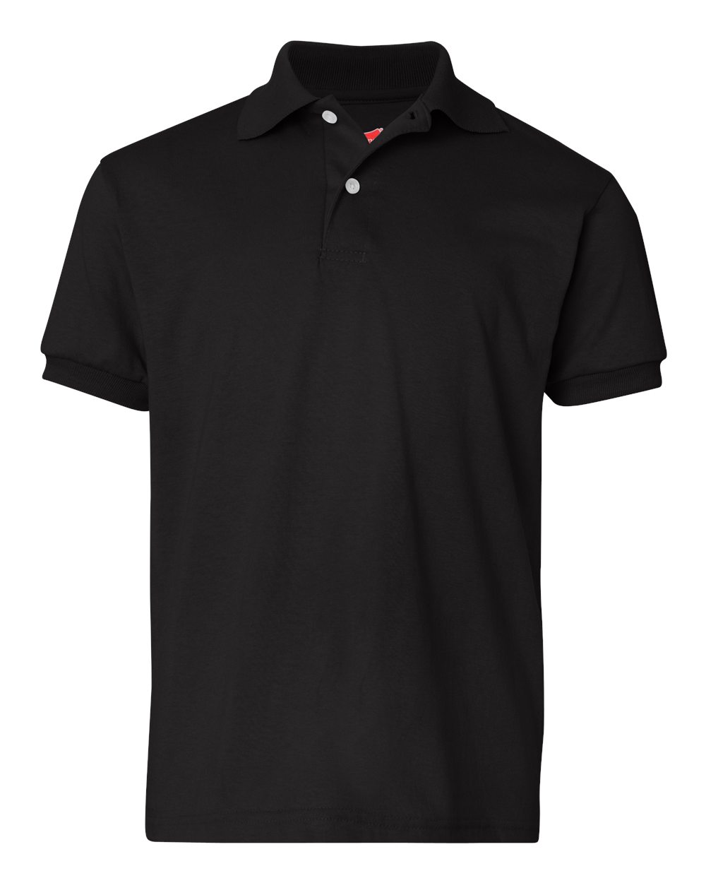 Hanes 054Y Youth EcoSmart Jersey Polo Shirt in Black size XL | Cotton Polyester