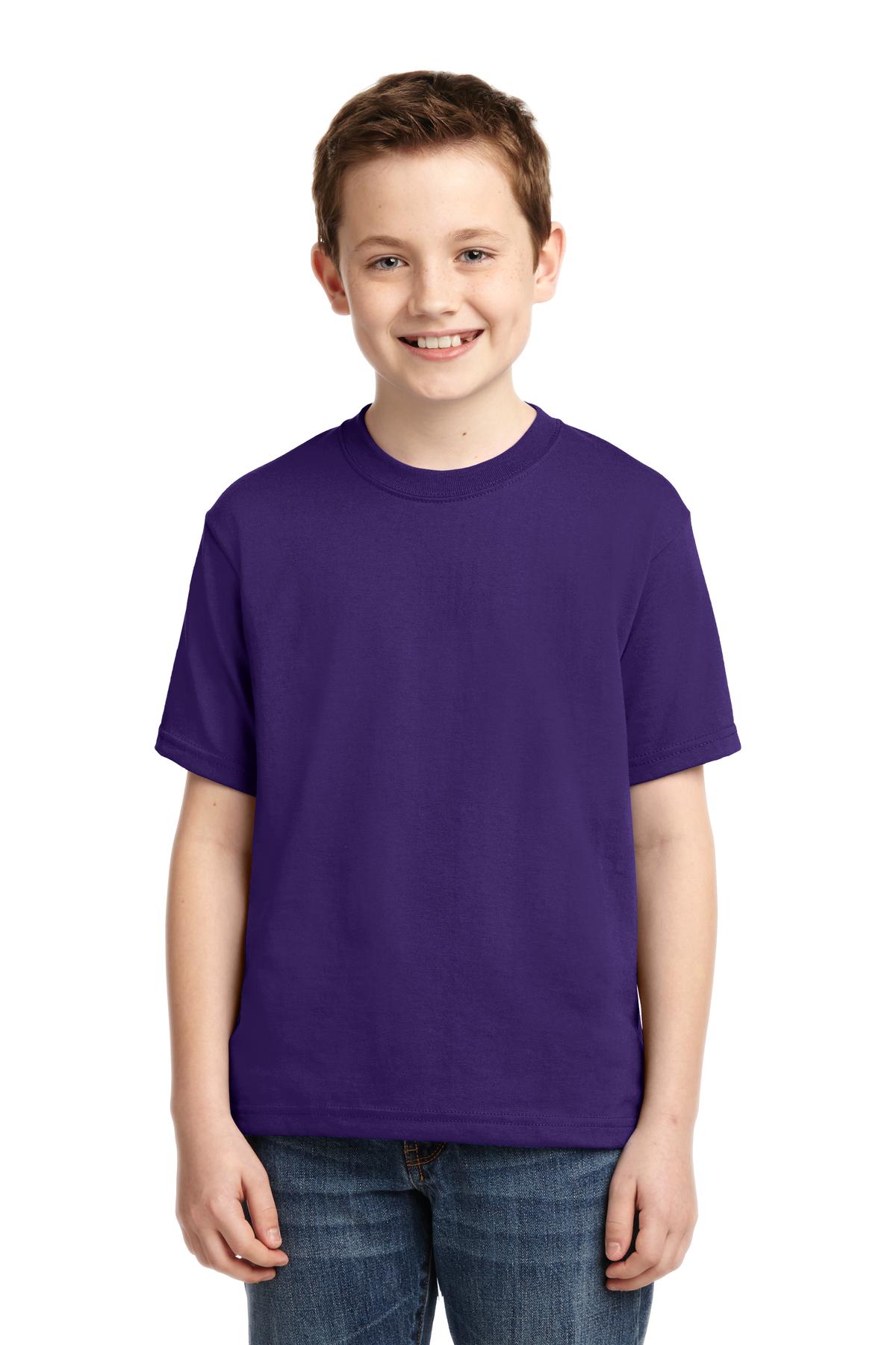 Jerzees 29B Youth Dri-Power 50/50 T-Shirt in Deep Purple size Large | Cotton Polyester 29BR