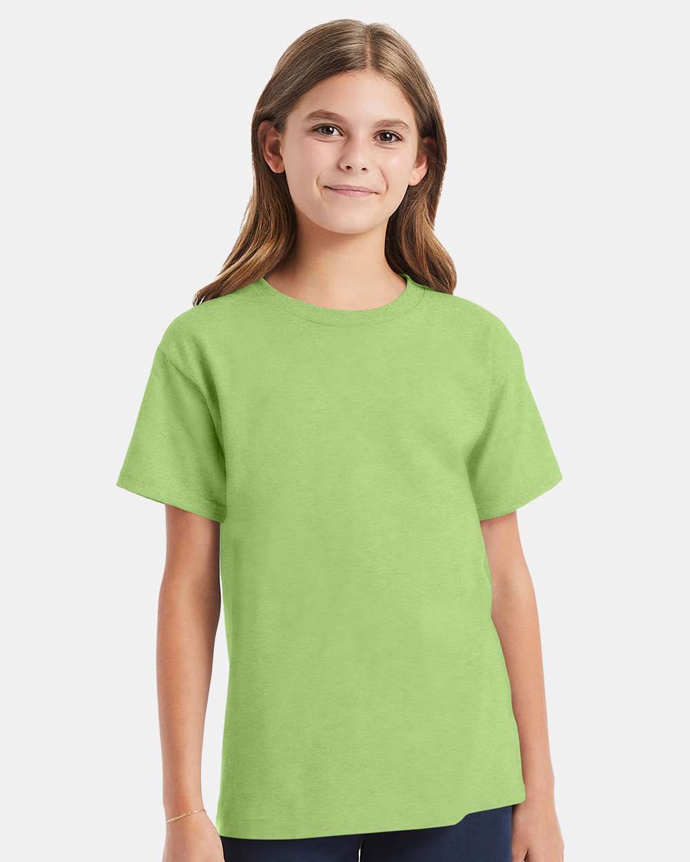 Hanes 5480 Youth Essential-T T-Shirt in Lime size XL | Cotton