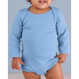 Rabbit Skins 4411 Infant Long Sleeve Baby Rib Bodysuit in Light Blue size 6MOS | Ringspun Cotton LA4411, RS4411