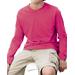 LAT 6201 Youth Fine Jersey Long-Sleeve T-Shirt in Hot Pink size Large | Ringspun Cotton LA6201