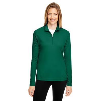 Team 365 TT31W Women's Zone Performance Quarter-Zip T-Shirt in Sport Forest Green size Large | Polyester