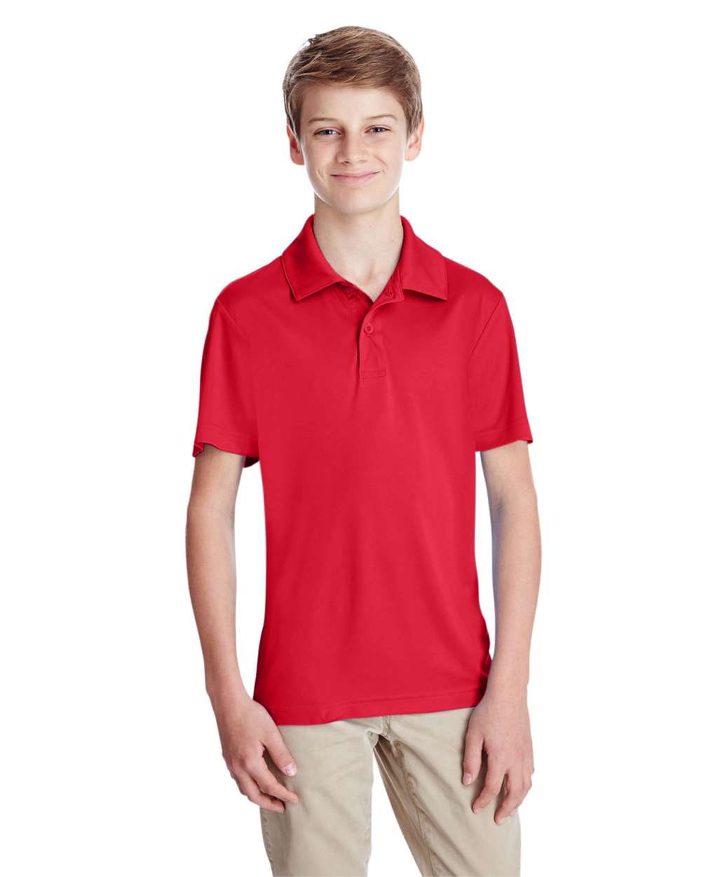 Team 365 TT51Y Youth Zone Performance Polo Shirt in Sport Red size Large | Polyester