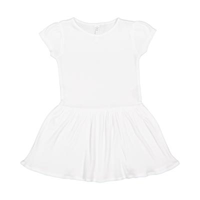 Rabbit Skins 5323 Toddler Baby Rib Dress in White size 2 | Ringspun Cotton LA5323