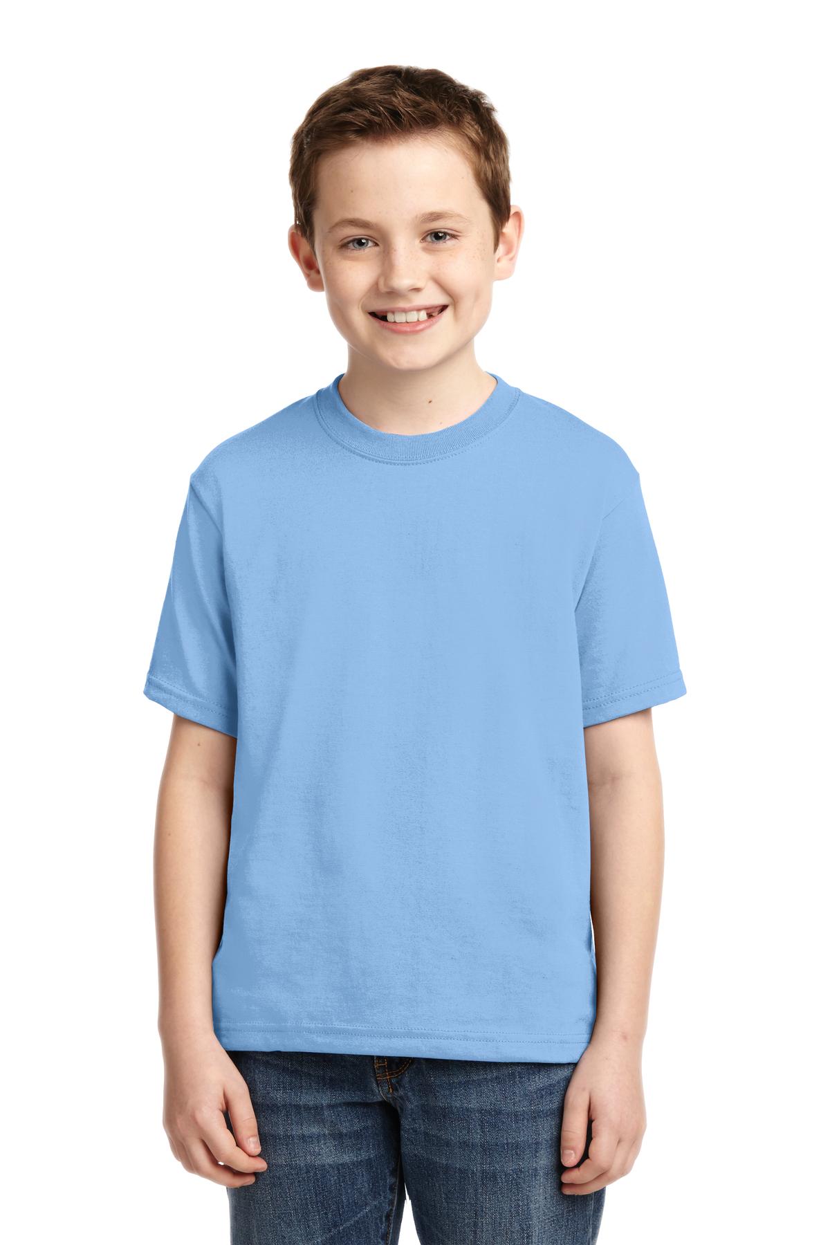 Jerzees 29B Youth Dri-Power 50/50 T-Shirt in Light Blue size Medium | Cotton Polyester 29BR