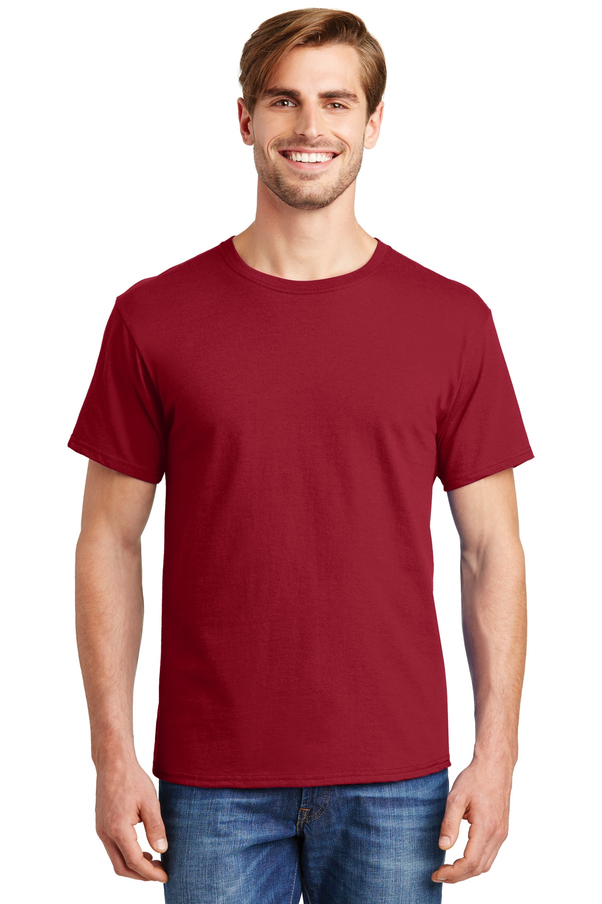 Hanes 5280 Adult Essential Short Sleeve T-Shirt in Deep Red size Small | Cotton