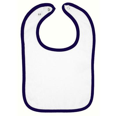 Rabbit Skins 1003 Infant Contrast Trim Terry Bib in White/Navy Blue LA1003, RS1003