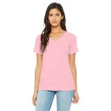 Bella + Canvas 6405 Women's Relaxed Jersey Short Sleeve V-Neck T-Shirt in Pink size Small | Ringspun Cotton B6405, BC6405, 6415, 6405CVC, BC6415, BC6405CVC