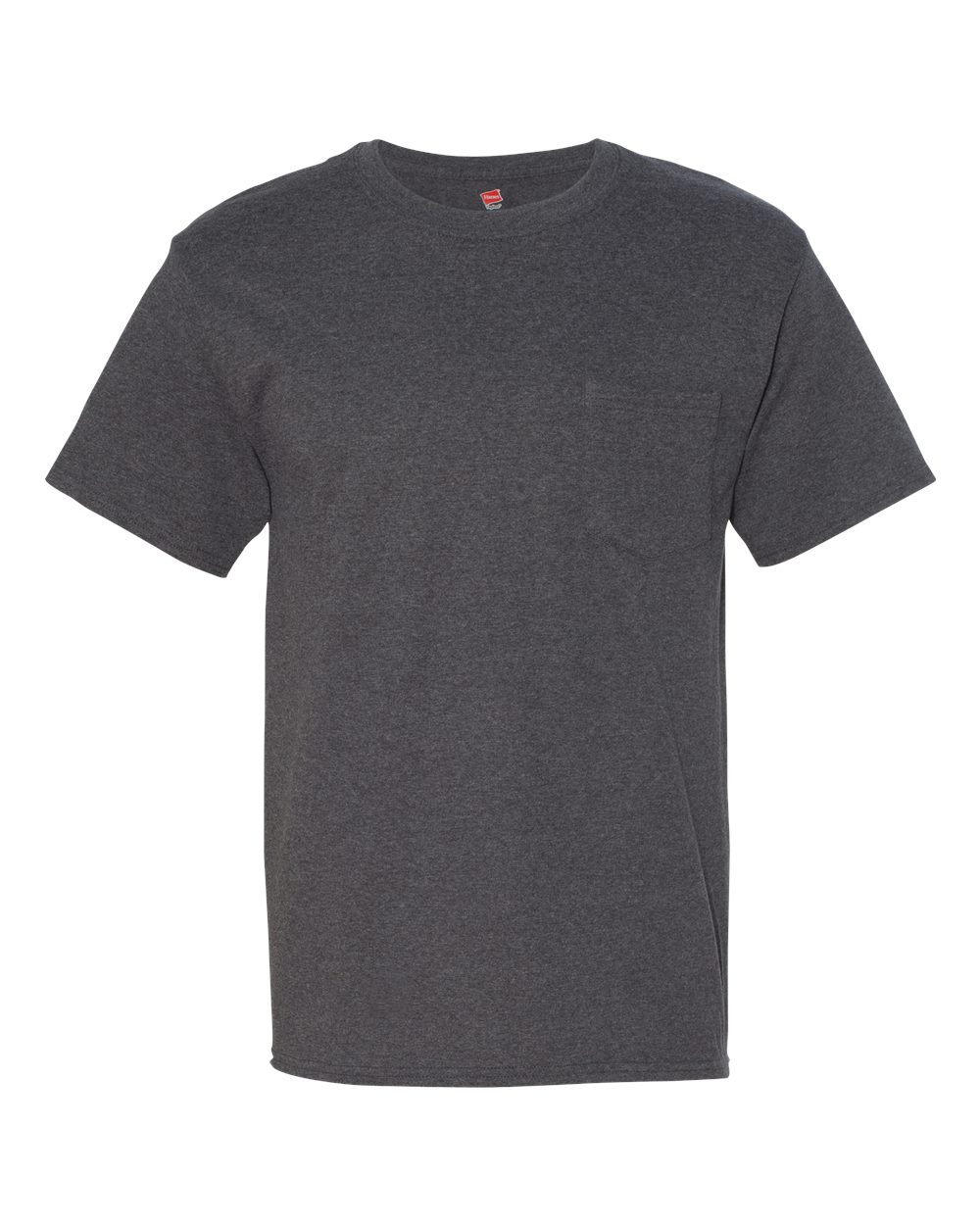 Hanes 5190P Adult Beefy-T-Shirt with Pocket in Charcoal Heather size Medium | Ringspun Cotton 5190