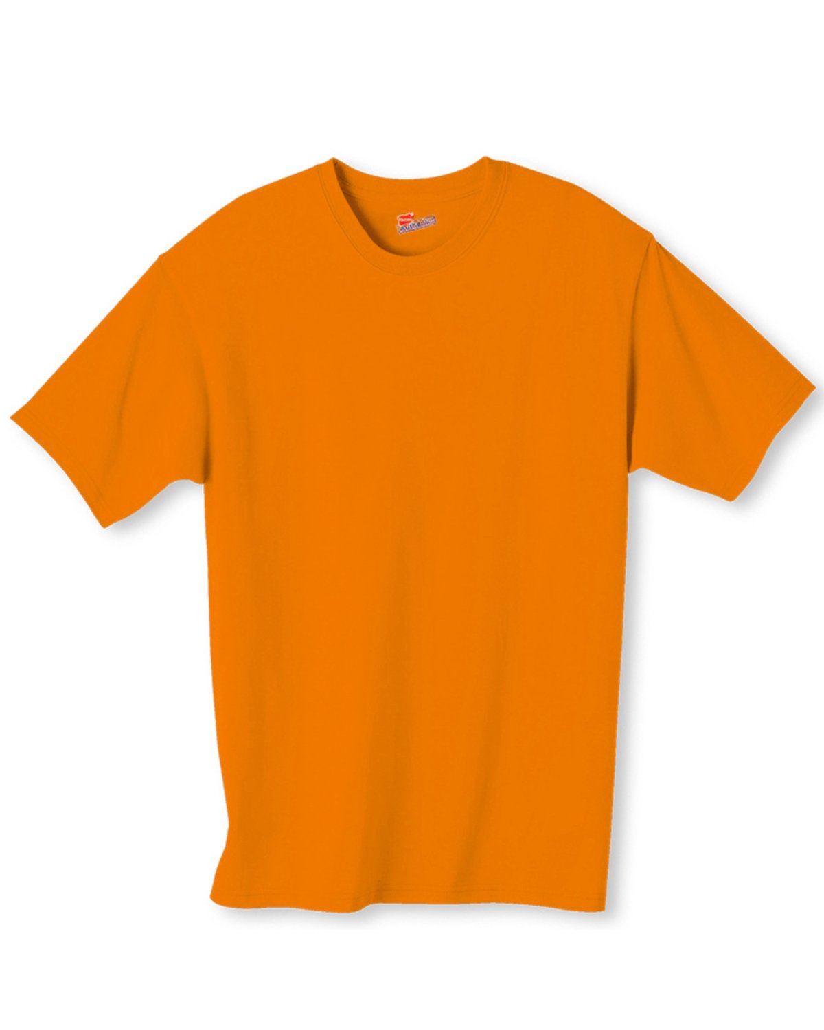 Hanes 5250T Men's Authentic-T T-Shirt in Safety Orange size Medium | Cotton 5250