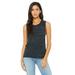 Bella + Canvas B8803 Women's Flowy Scoop Muscle Tank Top in Black Marble size 2XL | Ringspun Cotton 8803, BC8803