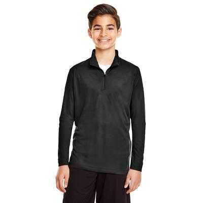 Team 365 TT31Y Youth Zone Performance Quarter-Zip T-Shirt in Black size Medium | Polyester