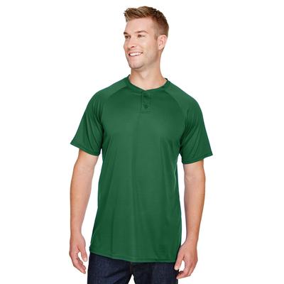 Augusta Sportswear AG1565 Athletic Attain Wicking Two-Button Baseball Jersey T-Shirt in Dark Green size Small | Polyester 1565