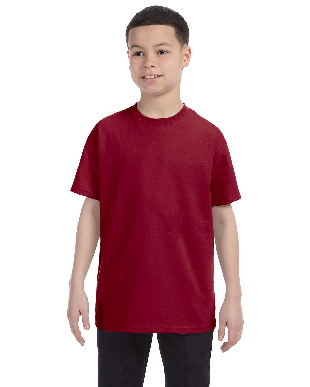 Jerzees 29B Youth Dri-Power 50/50 T-Shirt in Cardinal size Large | Cotton Polyester 29BR