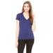 Bella + Canvas 8435 Women's Triblend Short Sleeve Deep V-Neck Top in Navy Blue size Small | Ringspun Cotton B8435