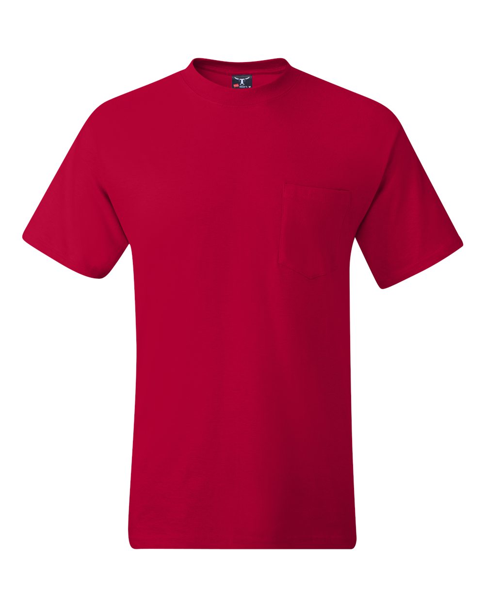 Hanes 5190P Adult Beefy-T-Shirt with Pocket in Deep Red size 3XL | Ringspun Cotton 5190