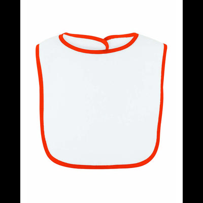 Rabbit Skins 1003 Infant Contrast Trim Terry Bib in White/Orange LA1003, RS1003