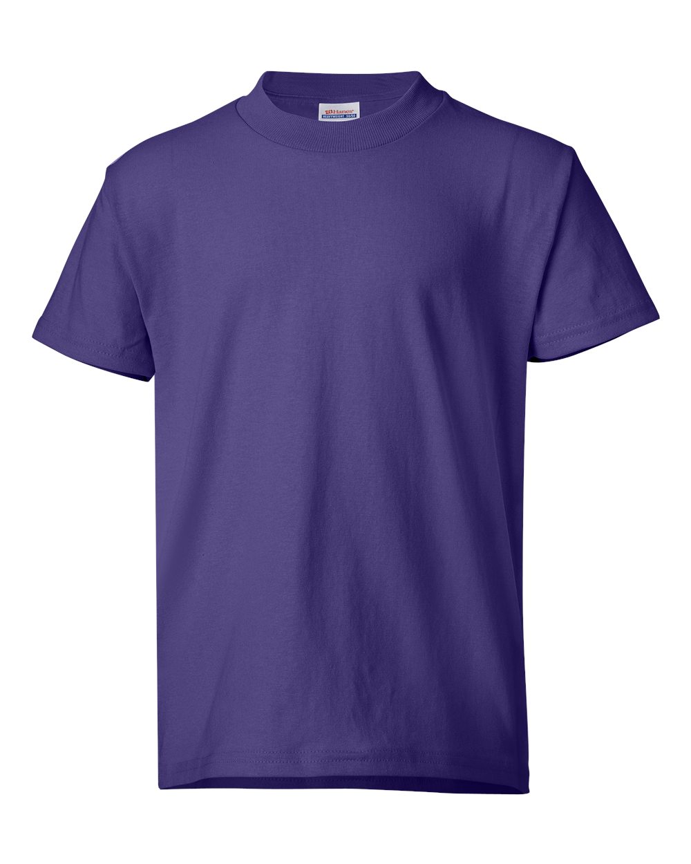 Hanes 5370 Youth EcoSmart T-Shirt in Purple size Medium | Cotton Polyester
