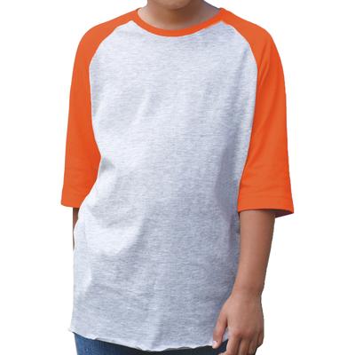 LAT 6130 Youth Baseball T-Shirt in Vintage Heather/Vintage Orange size Large | Ringspun Cotton LA6130