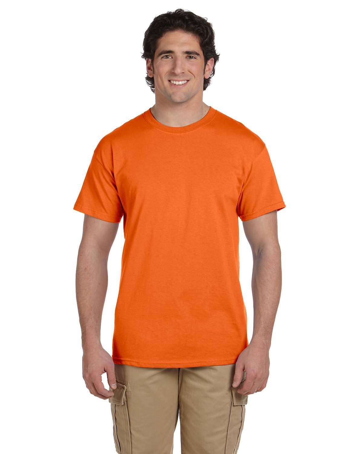 Hanes 5170 50/50 T-Shirt in Orange size 3XL | Cotton Polyester