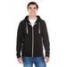 J America JA8872 Adult Triblend Full-Zip Fleece Hooded Sweatshirt in Solid Black size Large 8872