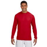 A4 N3165 Men's Cooling Performance Long Sleeve T-Shirt in Scarlet size 2XL | Polyester A4N3165