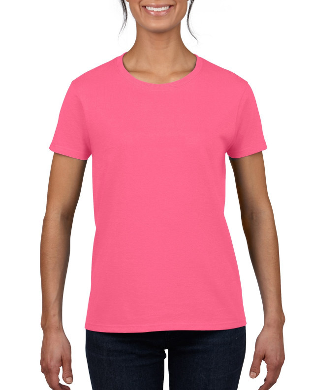 Gildan G200L Women's 6.1 Oz. T Shirt in Safety Pink size Small | Cotton 2000L, G2000L