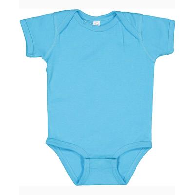Rabbit Skins 4400 Infant Baby Rib Bodysuit in Turquoise size Newborn | Ringspun Cotton LA4400, RS4400