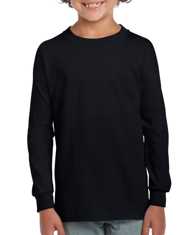 Gildan G240B Youth 99/1 6.1 Oz. L/S T Shirt in Black size Medium | Cotton 2400B, G2400B