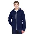North End 88166 Men's Prospect Two-Layer Fleece Bonded Soft Shell Hooded Jacket in Classic Navy Blue size Large