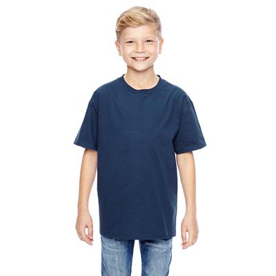 Hanes 498Y Youth Perfect-T T-Shirt in Navy Blue size Medium | Cotton