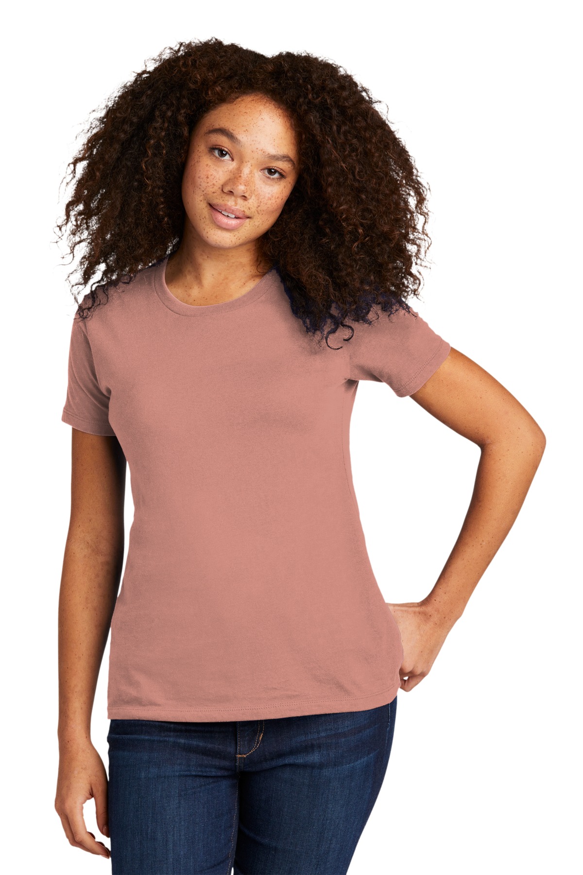 Next Level N3900 Women's Women’s Cotton T-Shirt in Desert Pink size Large | combed ringspun cotton fine jersey 3900, NL3900