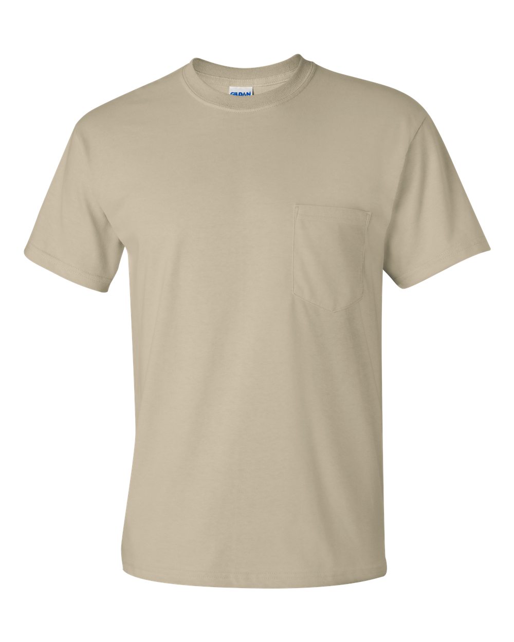 Gildan G230 Ultra Cotton T-Shirt with Pocket in Sand size 4XL 2300, G2300