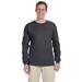 Gildan G240 Cotton Long Sleeve T-Shirt in Charcoal size Medium 2400, G2400