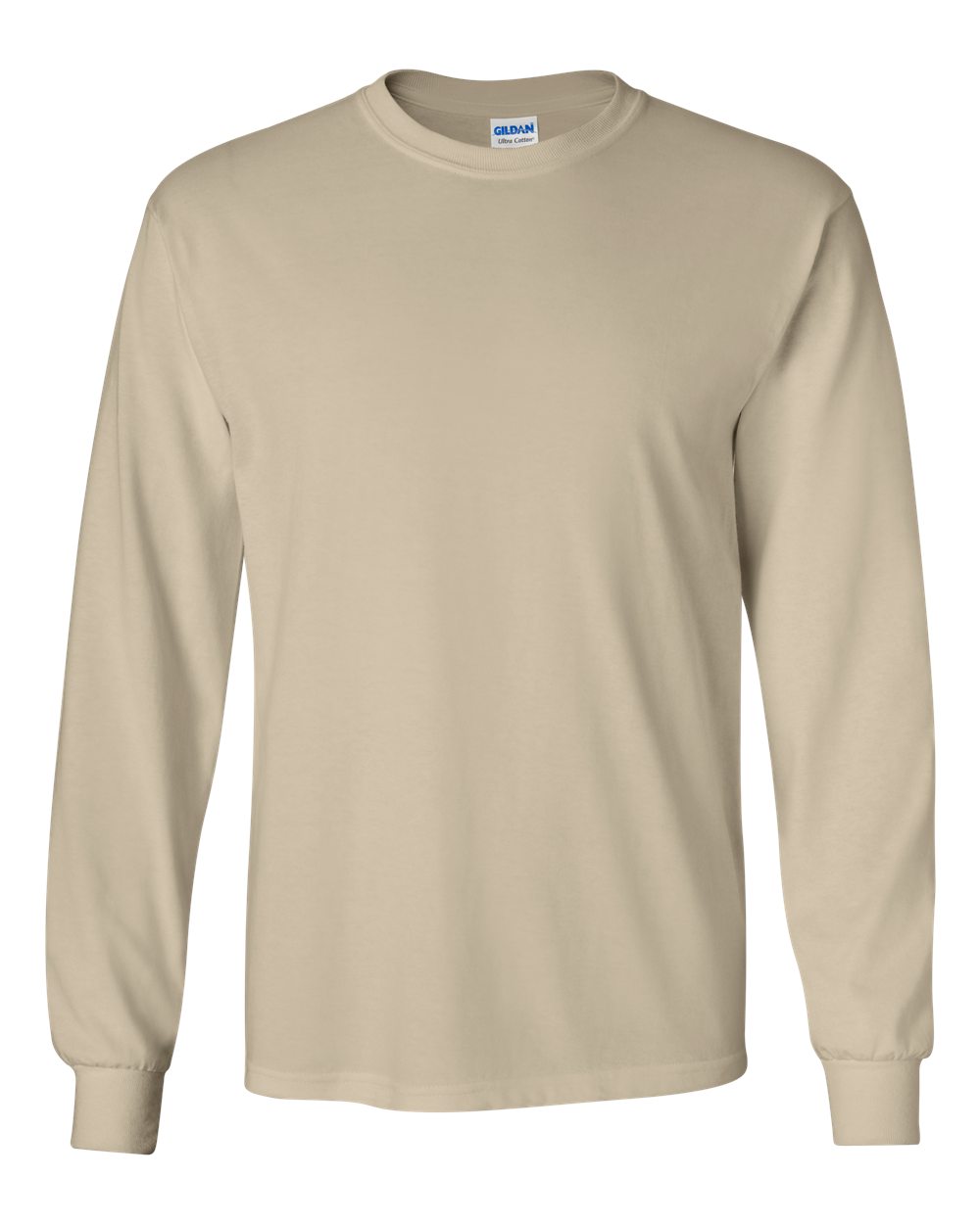 Gildan G240 Cotton Long Sleeve T-Shirt in Sand size Small 2400, G2400