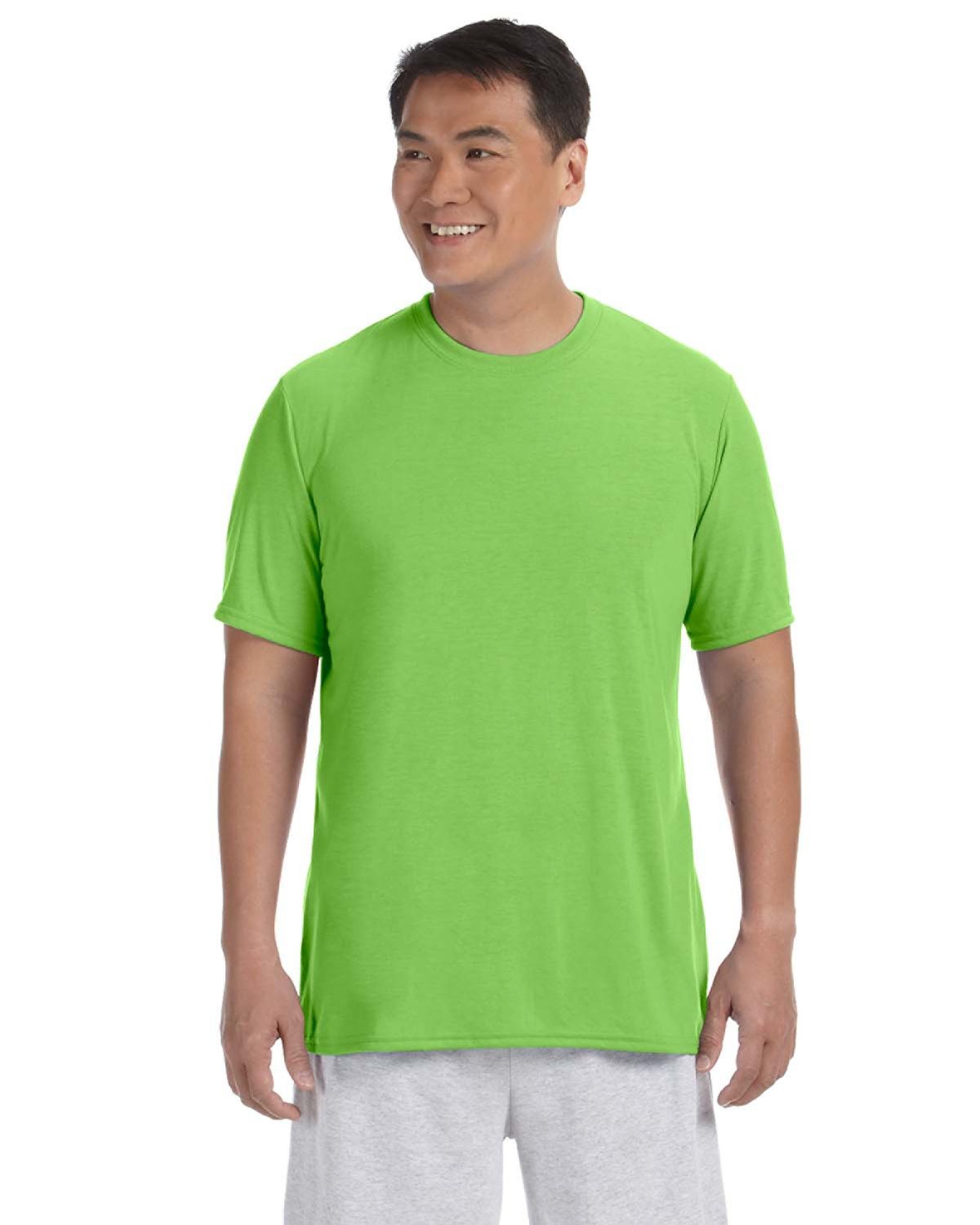 Gildan G420 Athletic Performance T-Shirt in Lime size Large | Polyester 42000, G42000