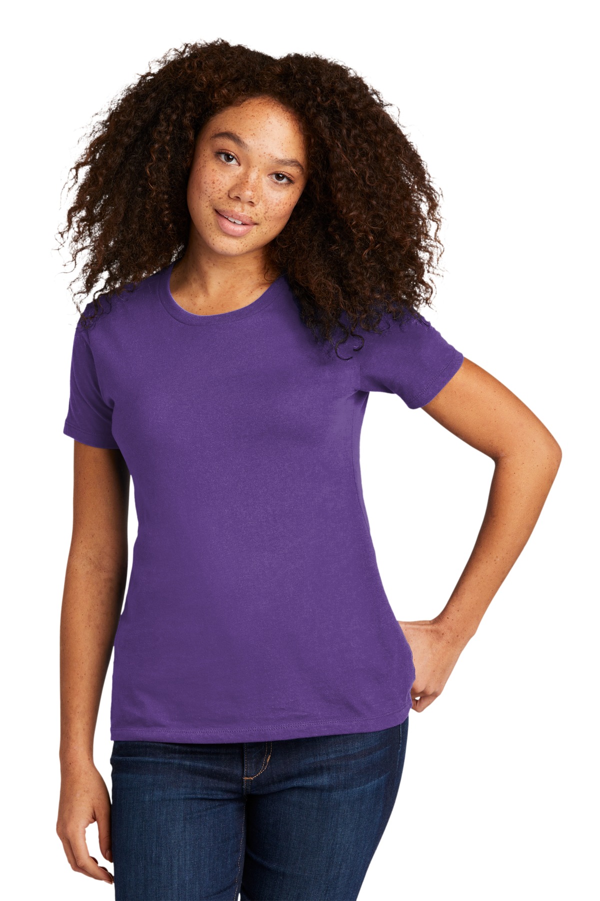 Next Level N3900 Women's Women’s Cotton T-Shirt in Purple Rush size XS | combed ringspun cotton fine jersey 3900, NL3900