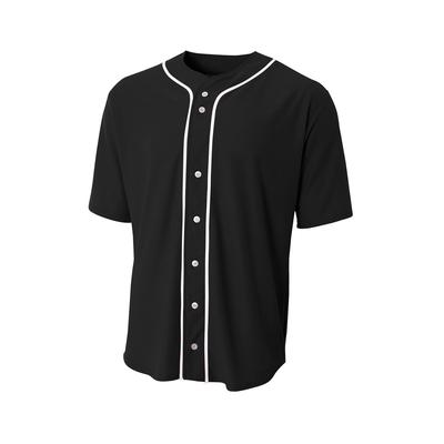 A4 N4184 Athletic Shorts Sleeve Full Button Baseball Top in Black size Medium | Cotton/Polyester Blend A4N4184