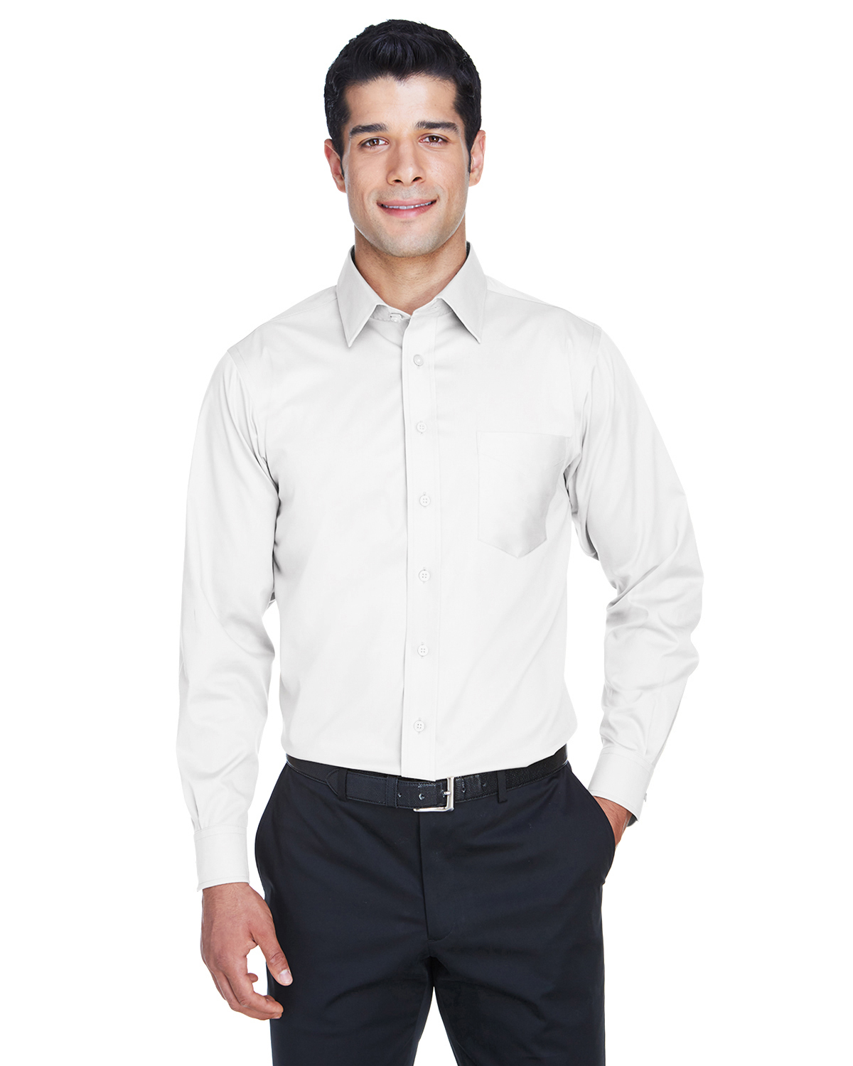 Devon & Jones DG530 Men's Crown Woven Collection Solid Stretch Twill in White size XL | Triblend