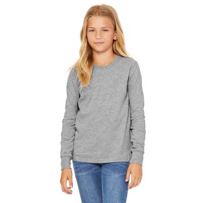 Bella + Canvas 3501Y Youth Jersey Long-Sleeve T-Shirt in Heather size Small | Ringspun Cotton B3501Y