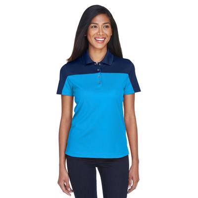 CORE365 CE101W Women's Balance Colorblock Performance PiquÃ© Polo Shirt in Electric Blue/Classic Navy Blue size Large | Polyester